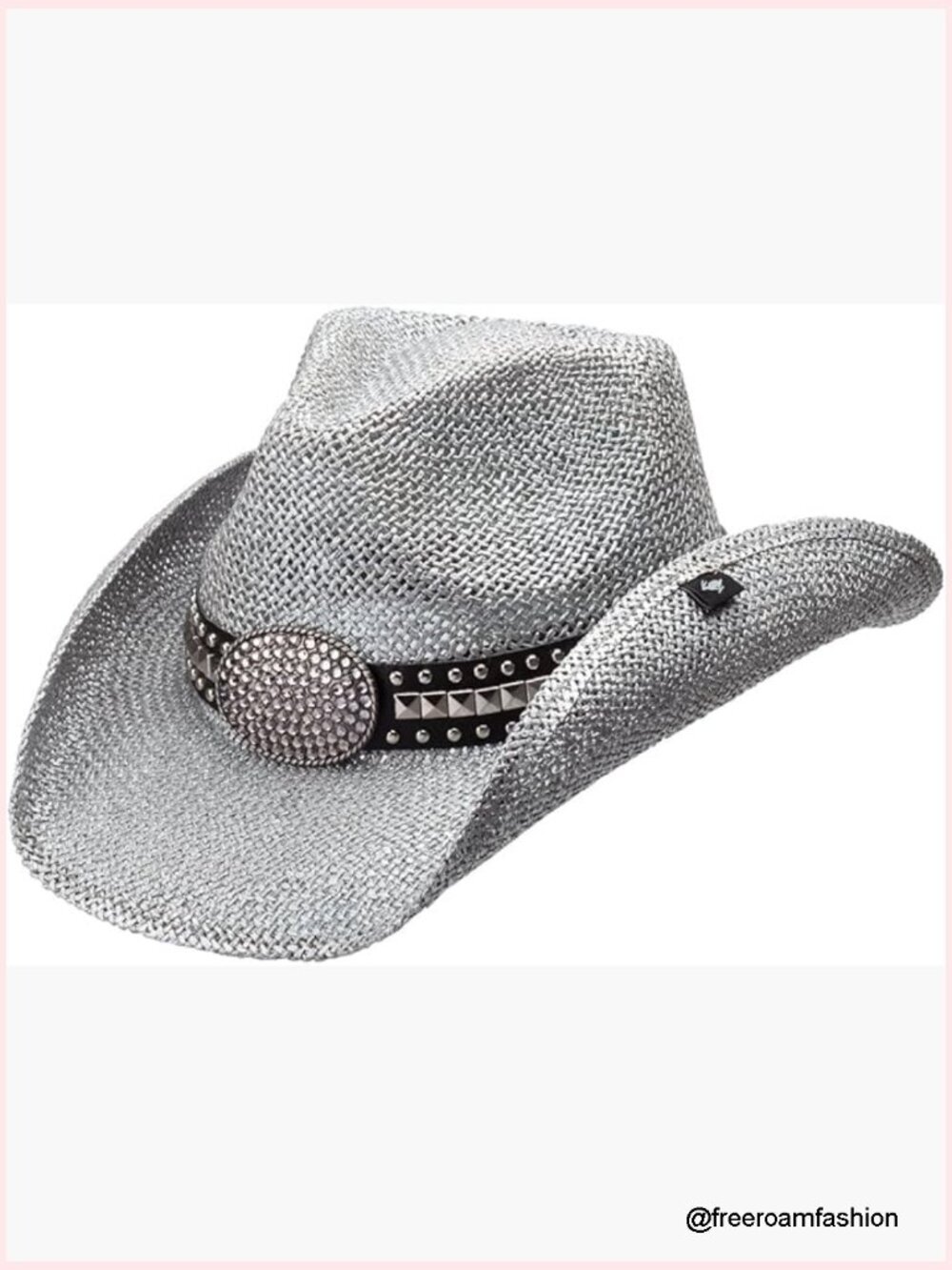 Rhinestone Cowgirl Hat - Sun Protection, Studded Band & Buckle
